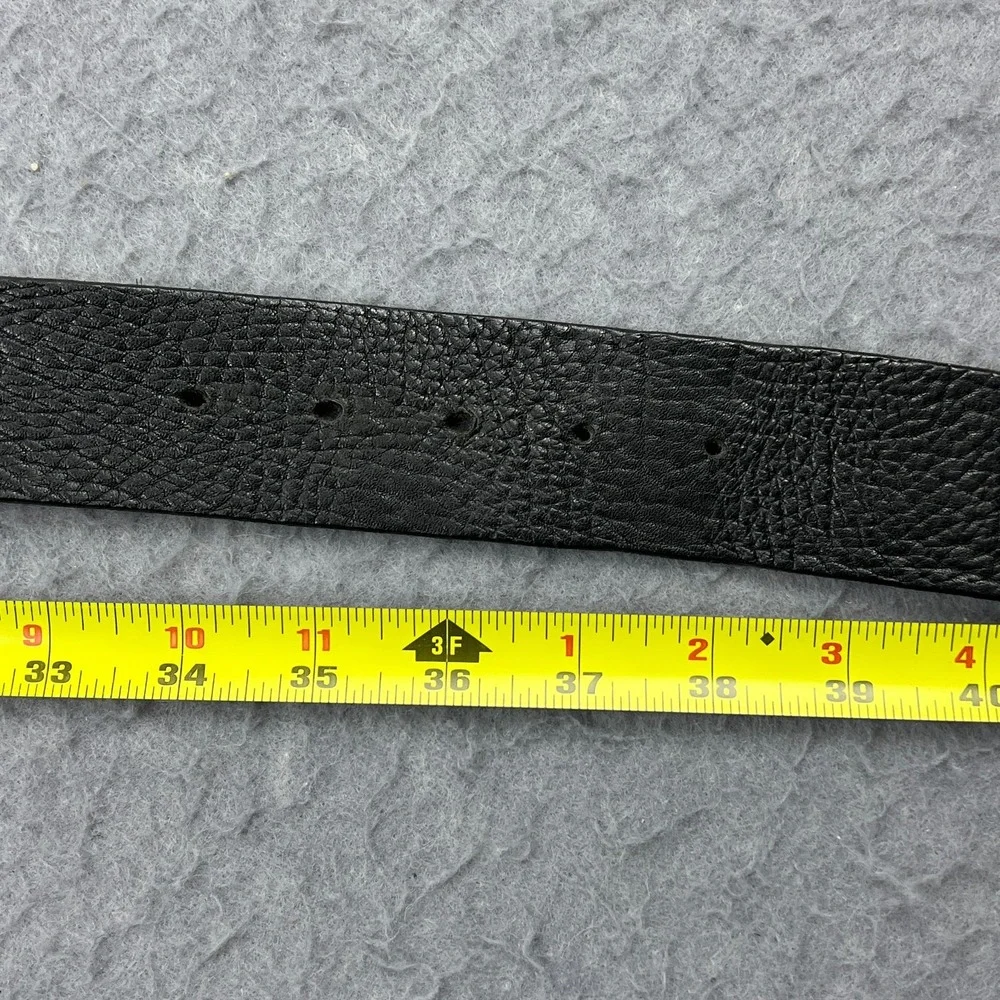 Washed Up Hollywood Skull Red Wings Belt Buckle +‎ Black Leather Belt Men's 36